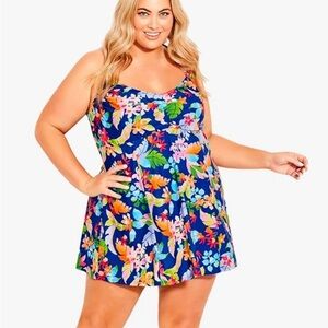 NWT Avenue Women's Swim-Dress with a Halter Back